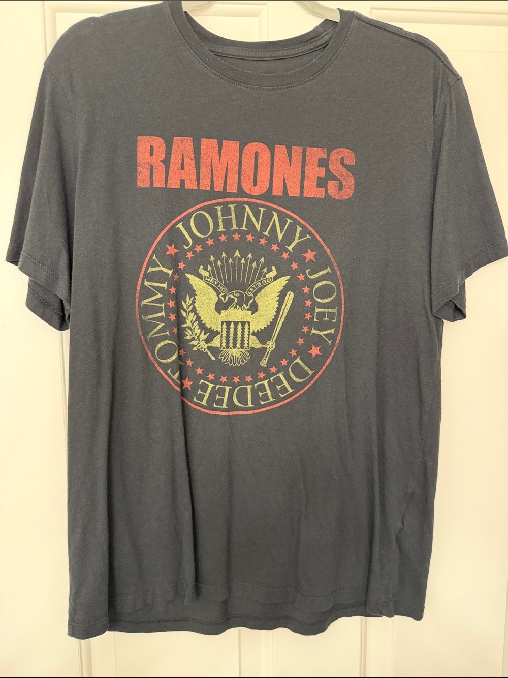 John Varvatos Black Ramones Graphic Tee with Red and Yellow Print